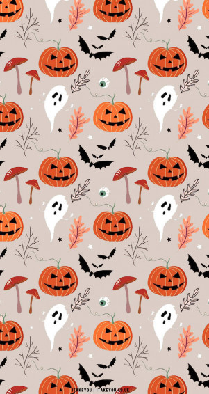 Scary Pumpkins Cute Halloween iPhone Wallpaper