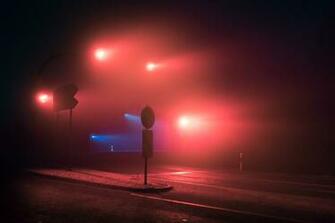 Mist Traffic Lights Night Fog Photography