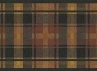Wallpaper Border Traditional Tartan Plaid Tan Black