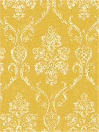 Wallpaper English Cottage French Country Golden Yellow Damask