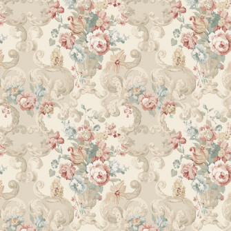 Mulberry Home Floral Rococo Lovat Red Wallpaper Courthouse