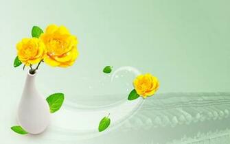 Wallpaper Background Light Green Background Yellow Flowers White