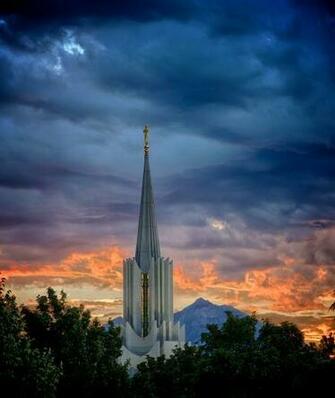 The Spire Of Jordan River Utah Temple At Night