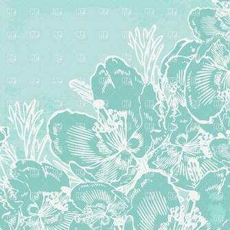 Vintage Blue Greeting Card With Hand Drawn Flowers Background