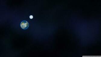 Earth And Moon Illustration Wallpaper