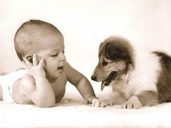 Baby With Puppy Widescreen Wallpaper Wide Net