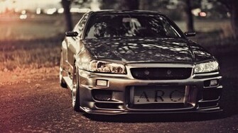 Wallpaper Nissan Skyline Gt R R34 Tuning Road Sky