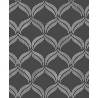 Fine Decor Sq Ft Wentworth Geo Black Ogee Wallpaper