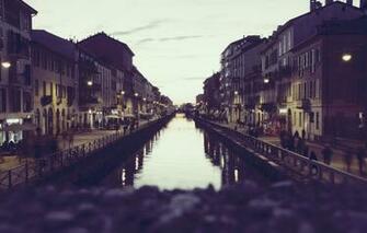Wallpaper River Italy Sunset Street People Houses Milan