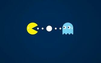 Blue Background Pacman Humor Classic Games Wallpaper