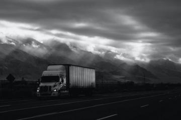 White Trailer Truck On Road Photo Image