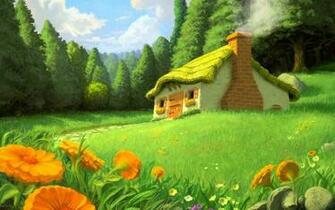 Serene Forest Cottage Nature S Wallpaper
