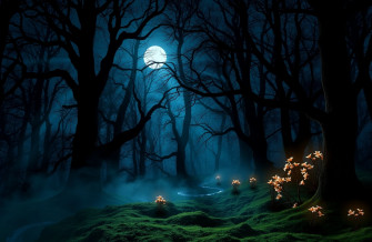 Dark Forest With Moon Wallpaper