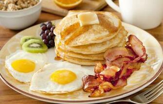 Wallpaper Breakfast Fruit Scrambled Eggs Pancakes