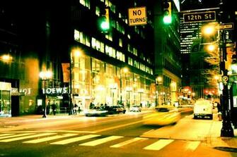 Big City Night Street Wallpaper