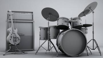 3d Guitar And Ampstack Drum Set By Bewsii