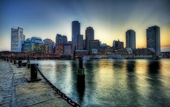 Boston City At Dusk Full HD Desktop Wallpaper 1080p