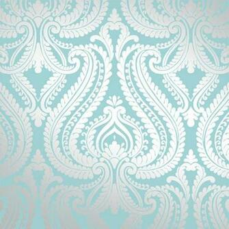 Love Wallpaper Shimmer Damask Metallic Feature Teal Silver