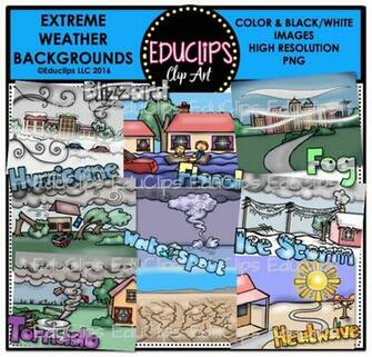 Extreme Weather Background Clip Art Bundle Color And B W Welcome