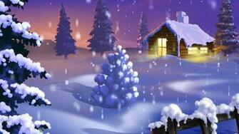 Background Classic Winter Scene Painting Wallpaper