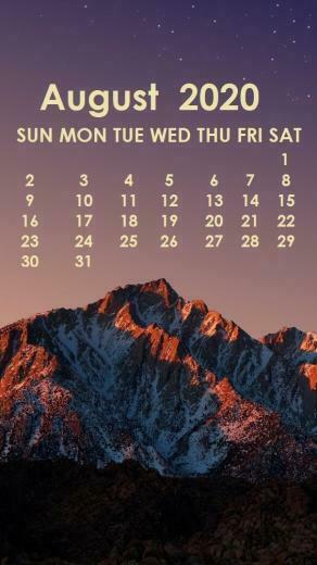 August iPhone Wallpaper Calendar