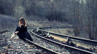 Girl On Railway Wallpaper