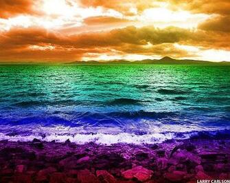 Ocean Beach Rainbow Art Photograph Sunset By