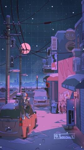 Todoroki Winter Lofi Video Fan Art Drawing Anime Scenery