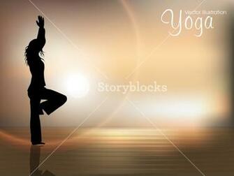 Human Silhouette In Yoga Posture On Nature Background Royalty