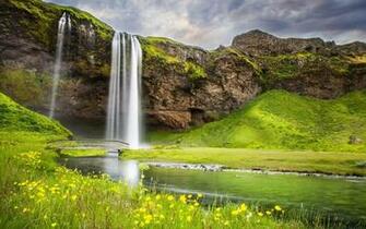 Cold Waterfall In The Nature HD Wallpaper