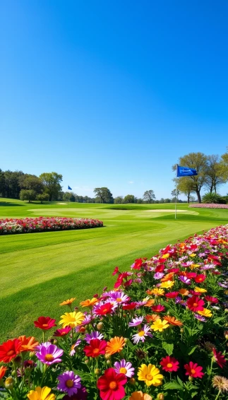 Flowered Golf Course Wallpaper