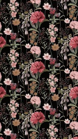 My Fair Lady Wallpaper Floral Pattern Watercolour Green On Black