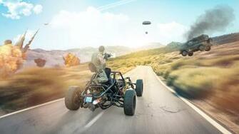 Pubg Player Going For Air Drop With Car Wallpaper