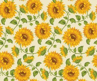 Sunflower Print In Ivory Background By Doncabanza