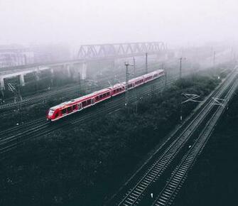 Red Train Landscape Selective Coloring Deutsche Bahn HD