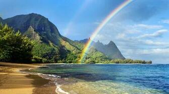 Beautiful Sea And Rainbow Wallpaper
