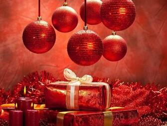 New Year Christmas Decorations Gifts Candles Background