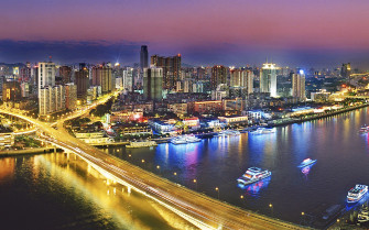 Wallpaper Night Guangzhou China Buildings Bridge Illumination