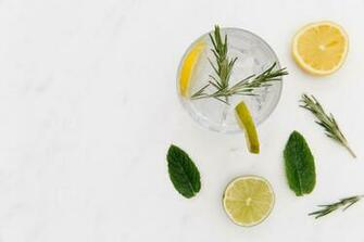 Photos Gin Tonic Cocktail Drink With Green Lime White Background