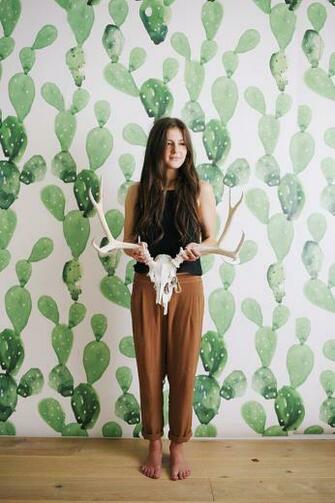 Watercolor Cactus Wall Mural Wallpaper