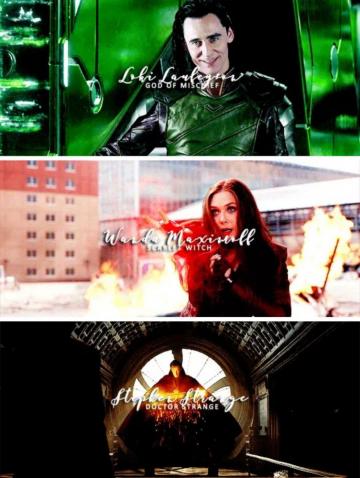The Magic Trio Loki Laufeyson Wanda Maximoff And Stephen Strange
