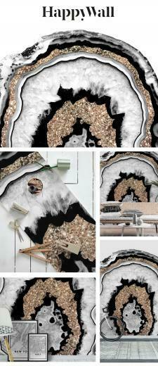 Gray Black White Agate 11b Wall Mural Wallpaper Art