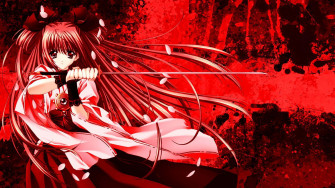 A Red Aesthetic Anime Laptop That Brings Your Dreams To Life Wallpaper