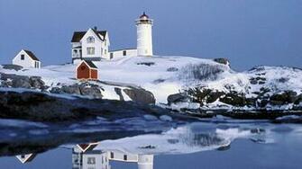 Christmas Lighthouses Wallpaper
