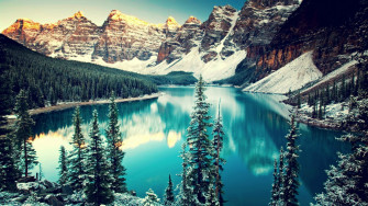 Nature Lake Canada Trees Mountain Forest Reflection Snow Landscape Banff National Park Wallpaper