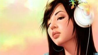 Listening Music Anime Girl Wallpaper