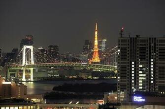 Image Tokyo Japan Odaiba Bridges Night Time Cities Building