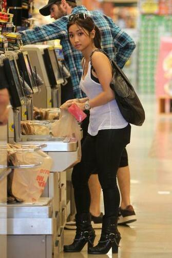 Brenda Song Wearing Bra Enhancing See Through Tank Top Candids In La
