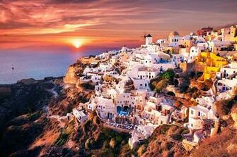 Houses Greece Oia Santorini Cities Wallpaper