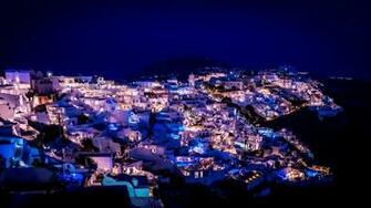 Wallpaper Santorini Greece Night City